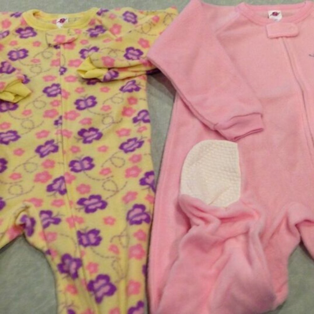 Sleepers 2 Butterflies girls size 4 new polyester fleece weight 38.9-41.4"